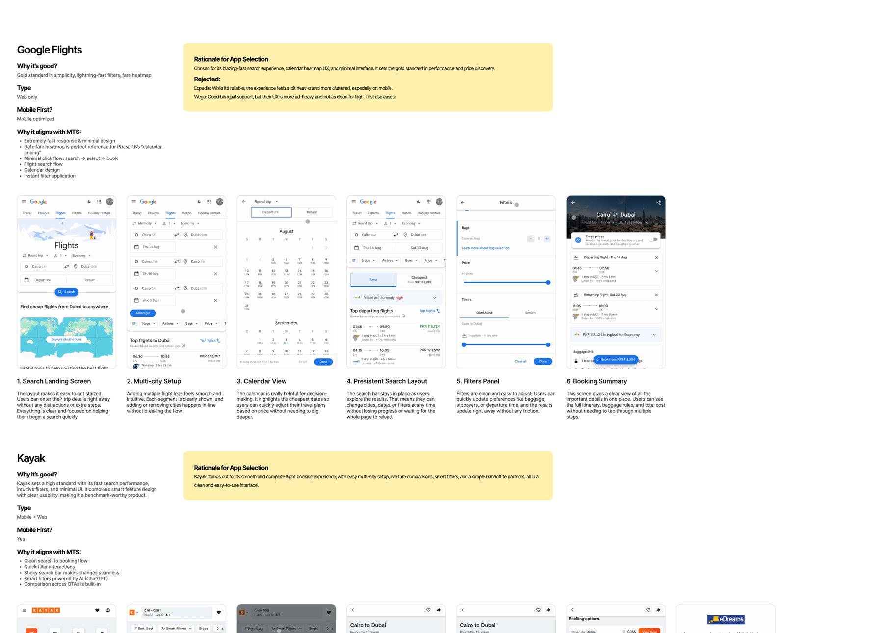 Google Flights benchmark section