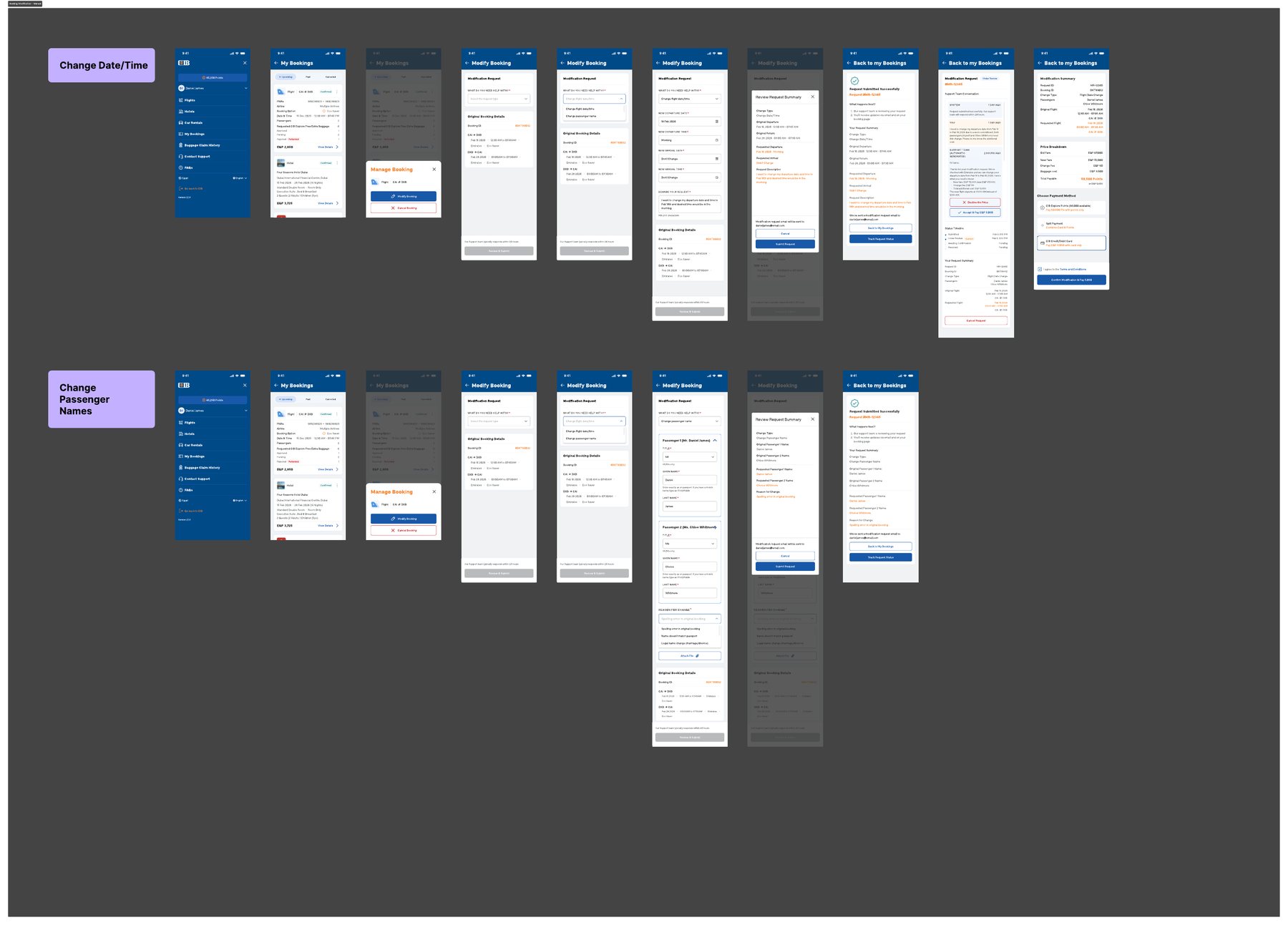 Manual booking modification flows