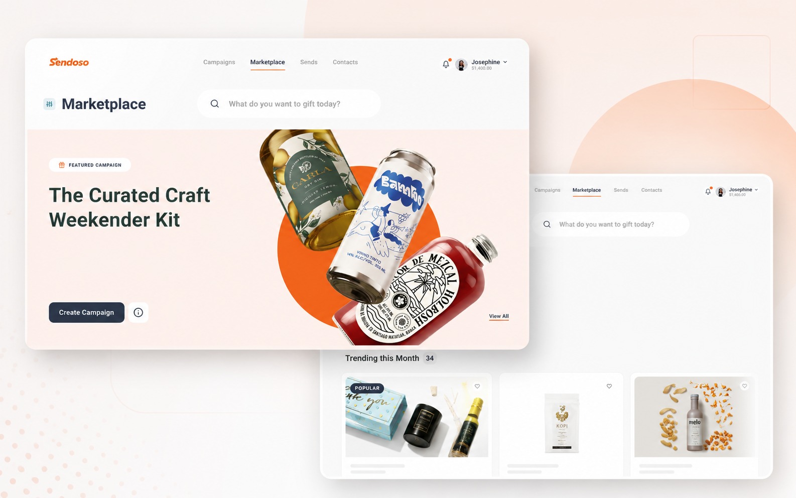 Sendoso Marketplace interface